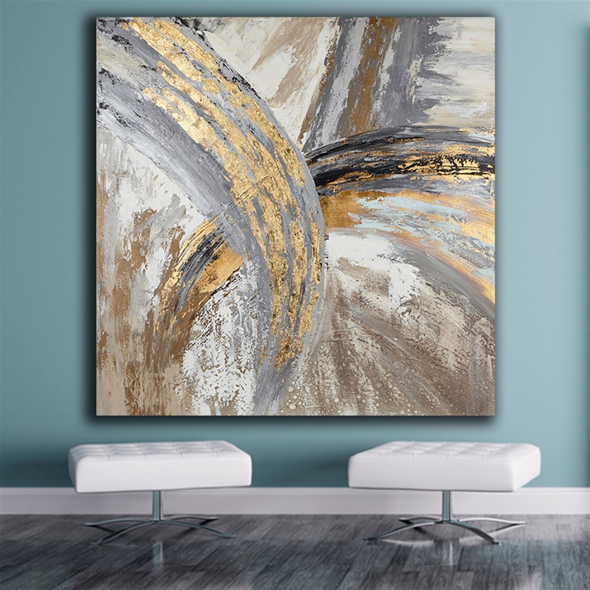 Modern Varak Görünümlü Soyut Kanvas Tablo Modern Varak Görünümlü Soyut Kanvas Tablo | Modern Tablolar Kare Soyut Tablolar KARAHAN ÇERÇEVE ve KANVAS TABLO