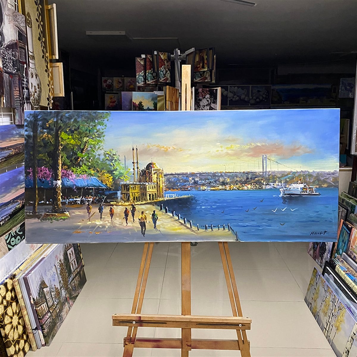 Ressam Hali Cankurt İmzalı Orijinal Yağlı boya İstanbul TablosuHalil Cankurt İmzalı İstanbul Ortaköy Yağlıboya TabloYağlı Boya Tablo