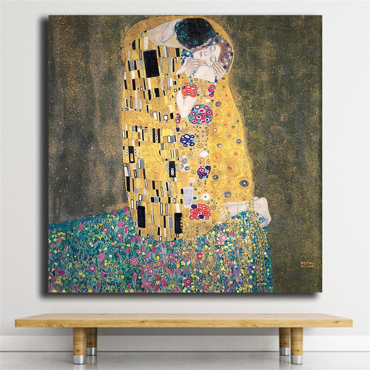The Kiss Gustav Klimt Kanvas Tablo The Kiss Gustav Klimt Kanvas Tablo | Klasikler  Kare Soyut Tablolar KARAHAN ÇERÇEVE ve KANVAS TABLO