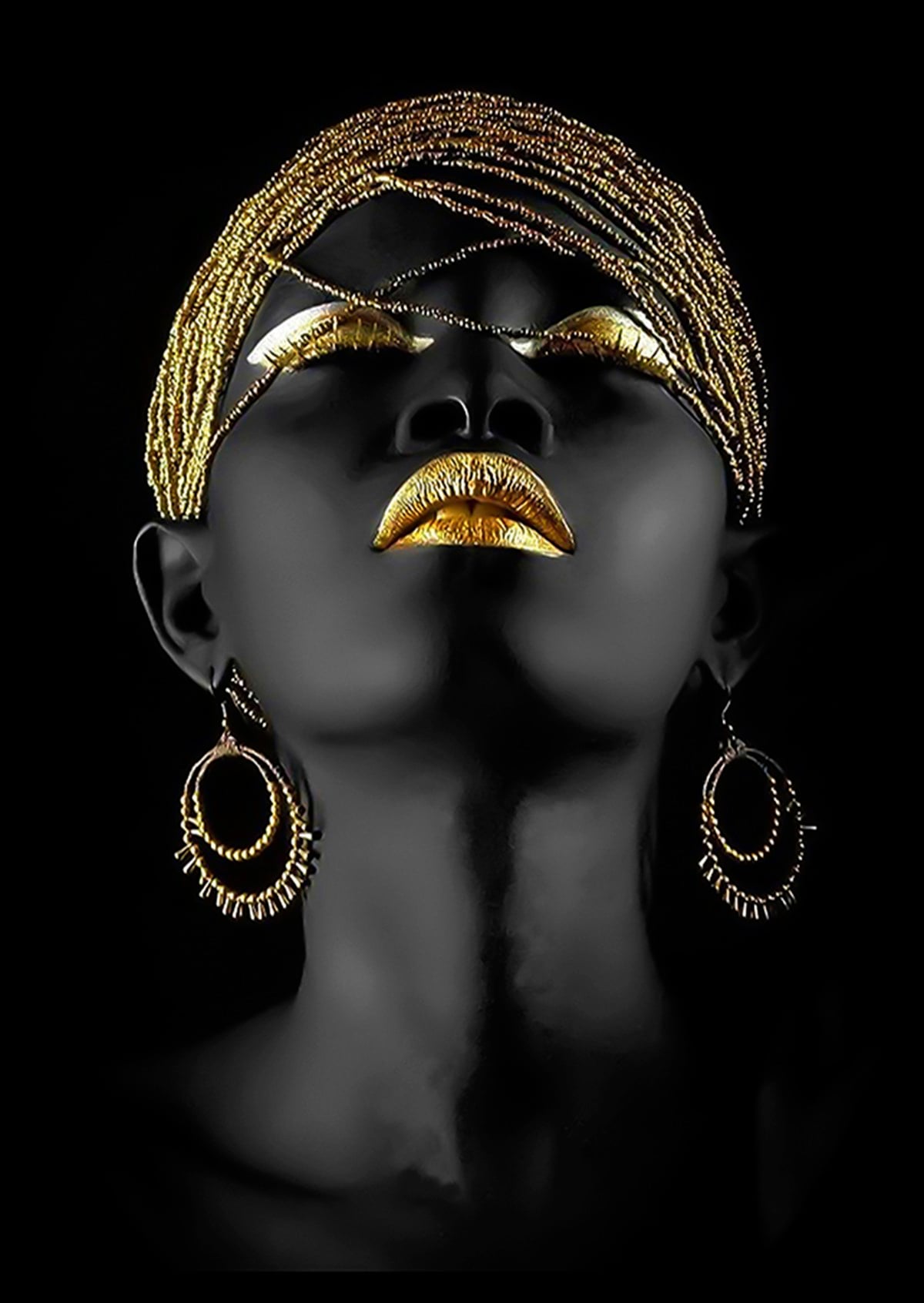 Yukarı Bakan Afrikalı Kadın Tablosu