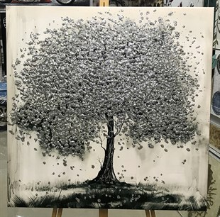 Gümüş Sim İşlemeli Ağaç Tablosu