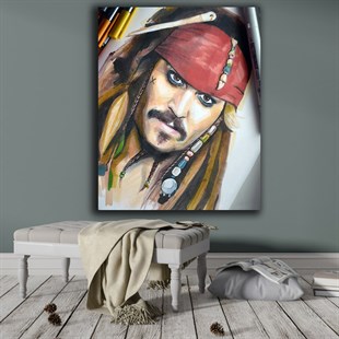 Jack Sparrow Kırmızı Bandanalı Kanvas Tablo Jack Sparrow Kırmızı Bandanalı Kanvas Tablo | Johnny Depp  Karayip Korsanları Ünlüler Kanvas Tablo KARAHAN ÇERÇEVE ve KANVAS TABLO