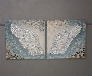 Mavi Fonlu Beyaz simli Kanatlar Kanvas Tablo Mavi Fonlu Beyaz simli Kanatlar Kanvas Tablo | Kabartmalı Tablo Modelleri 2 li Kanvas Tablo KARAHAN ÇERÇEVE ve KANVAS TABLO