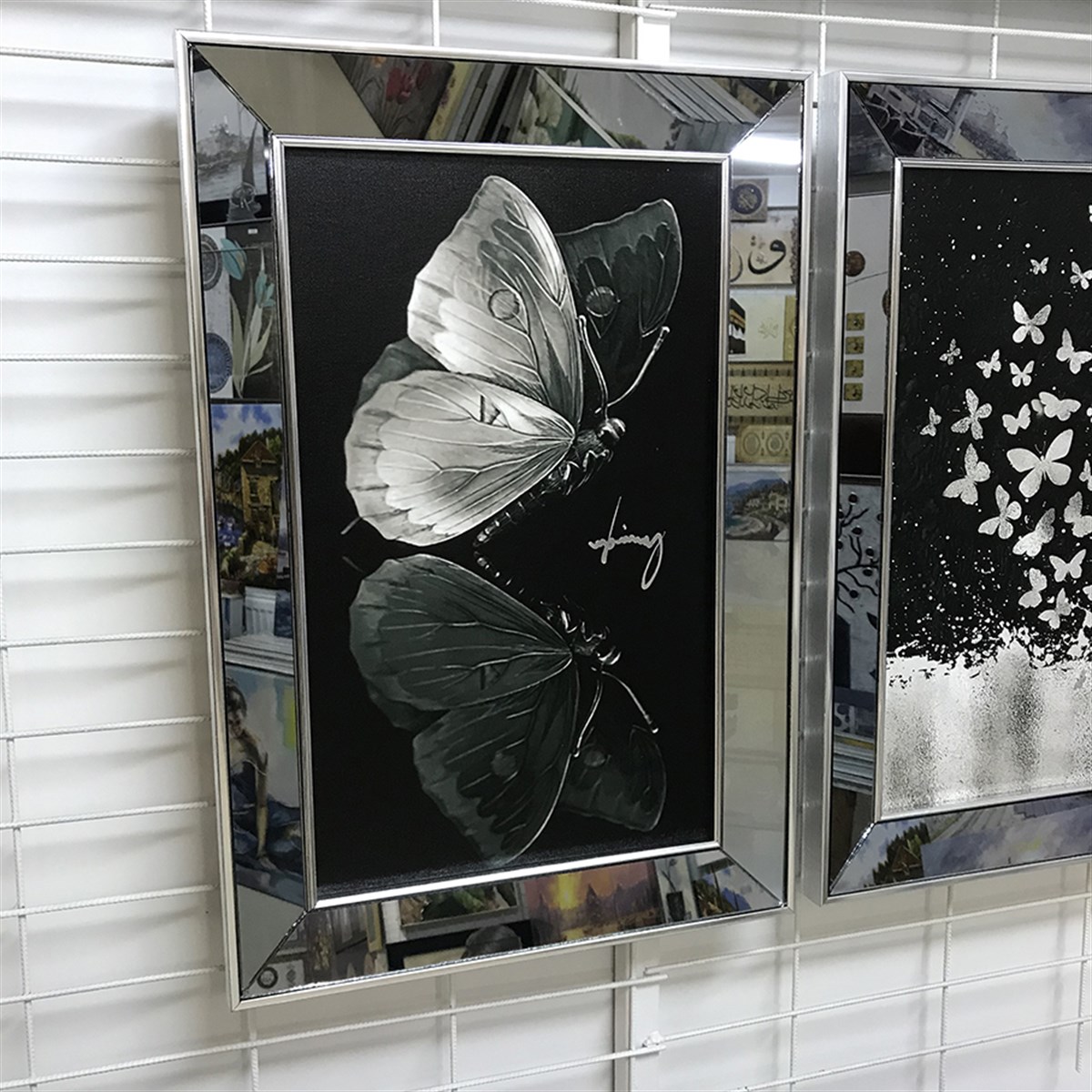 Ayna Çerçeveli Kelebekler | Kanvas Tablo Setleri