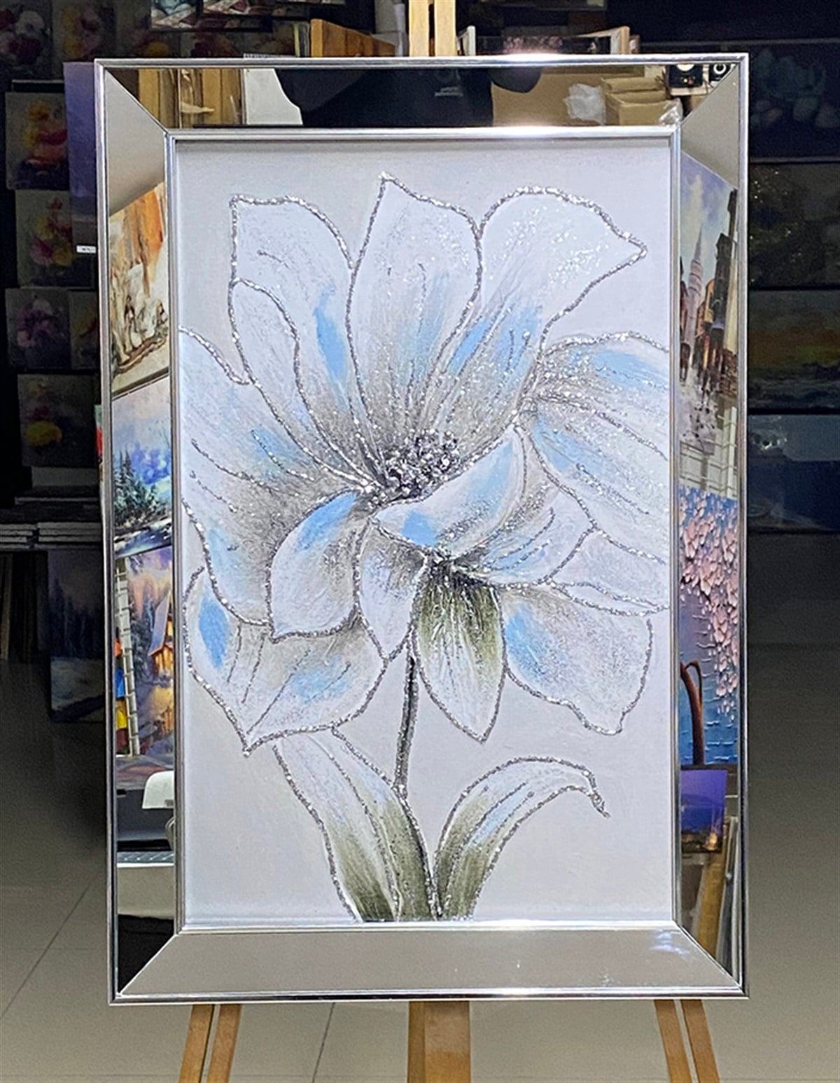 Ayna Çerçeveli Sim İşlemeli Mavimsi ve Beyaz Kanvas Çiçek TablosuAyna Çerçeveli Sim İşlemeli Mavimsi ve Beyaz Kanvas Çiçek TablosuAyna Çerçeveli Tablolar