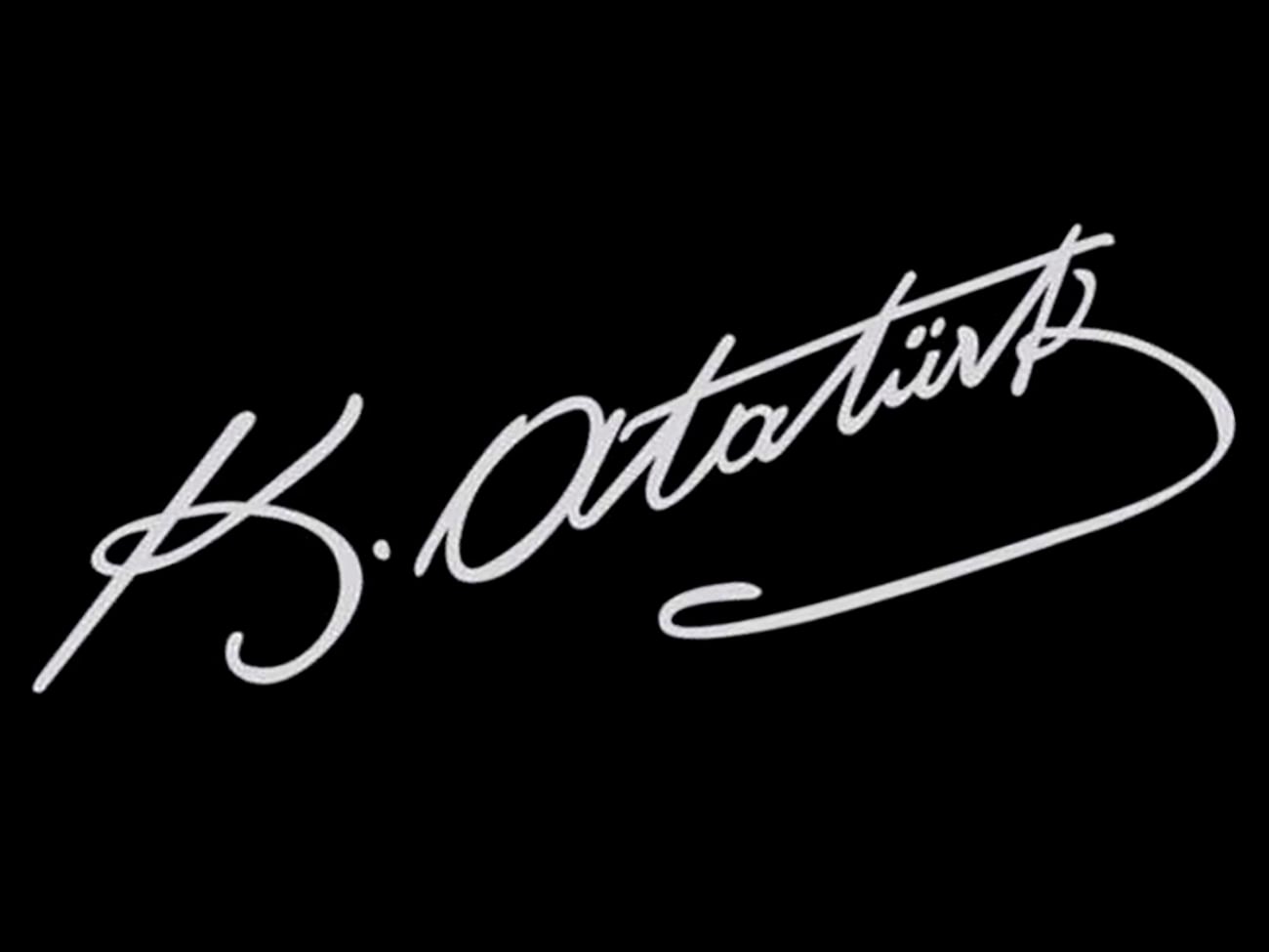 Beyaz Atatürk İmzası Sticker  30 x 9Beyaz Atatürk İmzası Sticker 30 cmKanvas Atatürk Tabloları