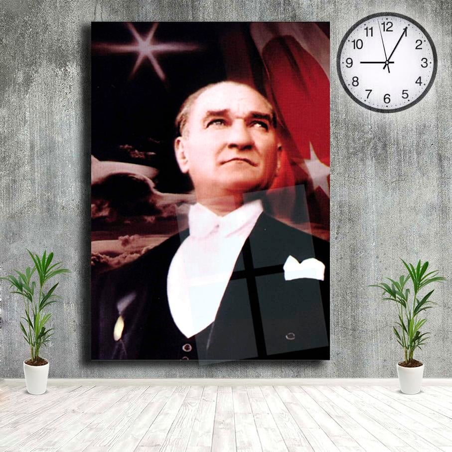Cam Tablo Beyaz Papyonlu Cumhurbaşkanı Mustafa Kemal AtatürkCam Tablo Beyaz Papyonlu Cumhurbaşkanı Mustafa Kemal AtatürkCam Atatürk Tabloları