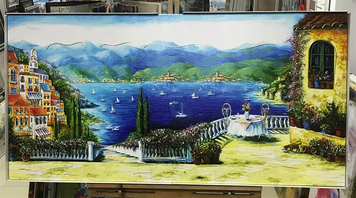 Deniz ve Dağ Manzaralı Dokulu Tablo