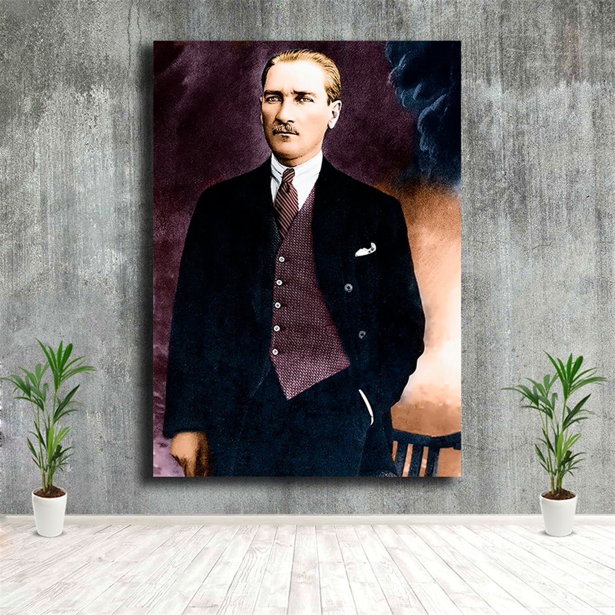 Eli Cebinde Yelekli Renkli M. K. Atatürk Tablosu Eli Cebinde Yelekli Renkli M. K. Atatürk Tablosu | Çerçeveli Atatürk Tabloları Kanvas ATATÜRK Tabloları KARAHAN ÇERÇEVE ve KANVAS TABLO