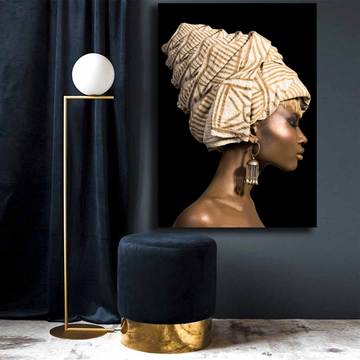 Kanvas Tablo Başı Kapalı Sağa Bakan Afrikalı Kadın | Çerçeveli Tablo SetleriKanvas Tablo Başı Kapalı Sağa Bakan Afrikalı KadınKanvas Afrikalı Tabloları