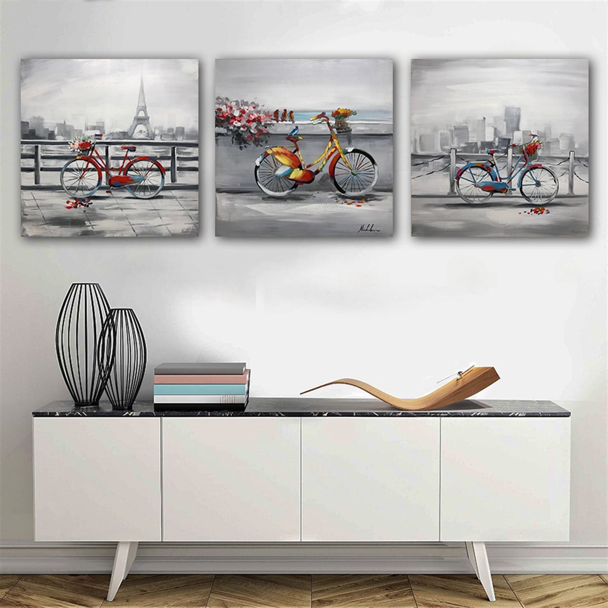 Kanvas Tablo Bisiklet 3 Parça Set 68 Kanvas Tablo Modelleri | Çerçeveli Modern Kanvas Tablo Seti 3 lü Kanvas Tablo KARAHAN ÇERÇEVE ve KANVAS TABLO