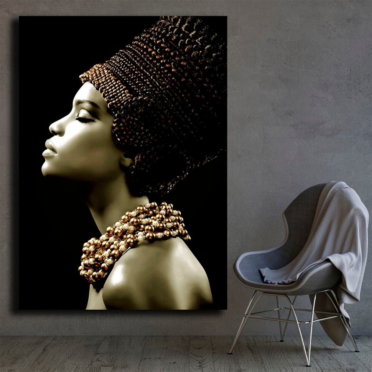 Kanvas Tablo Boncuk Kolyeli Afrikalı Kadın | Çerçeveli Tablo SetleriKanvas Tablo Boncuk Kolyeli Afrikalı KadınKanvas Afrikalı Tabloları
