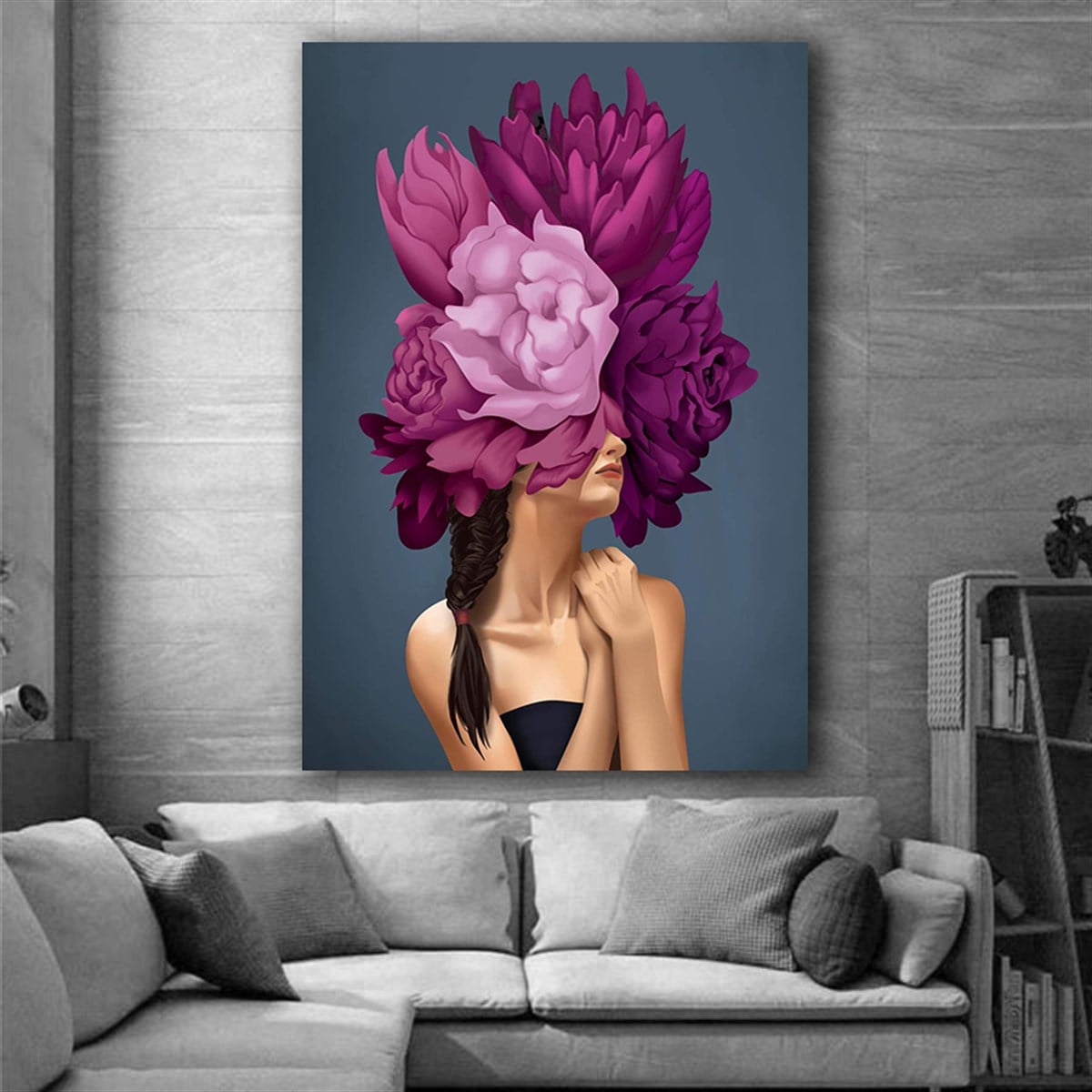 Koyu Pembe Çiçek Başlı Kadın Kanvas Tablo Koyu Pembe Çiçek Başlı Kadın Kanvas Tablo | Folwer Woman Kanvas Kadın Tabloları KARAHAN ÇERÇEVE ve KANVAS TABLO