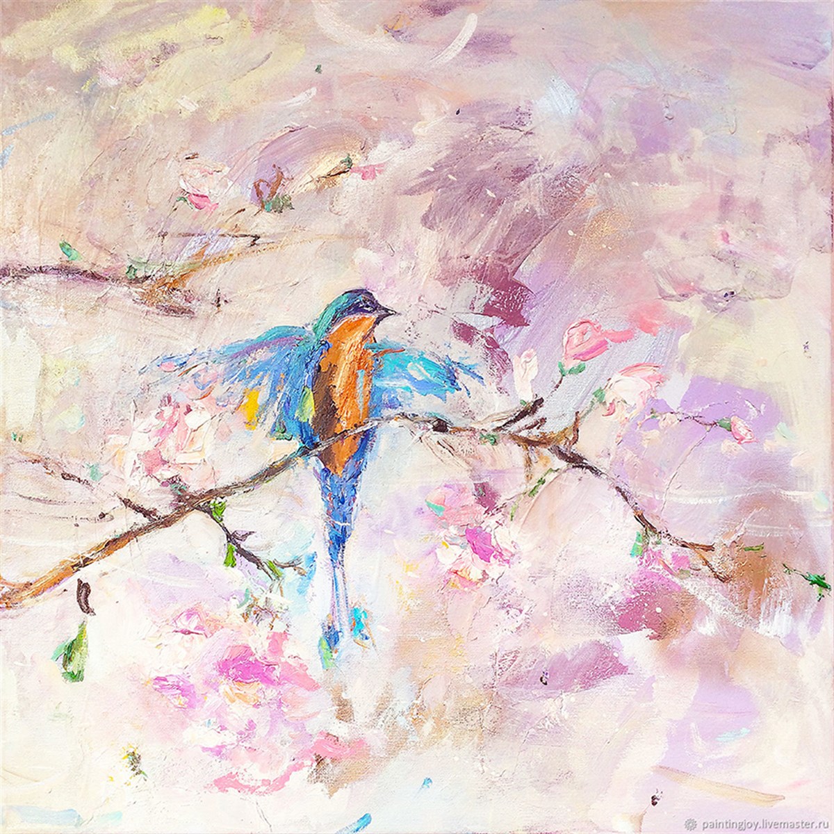 Kuş Kanvas Tablo Turuncu Gövde