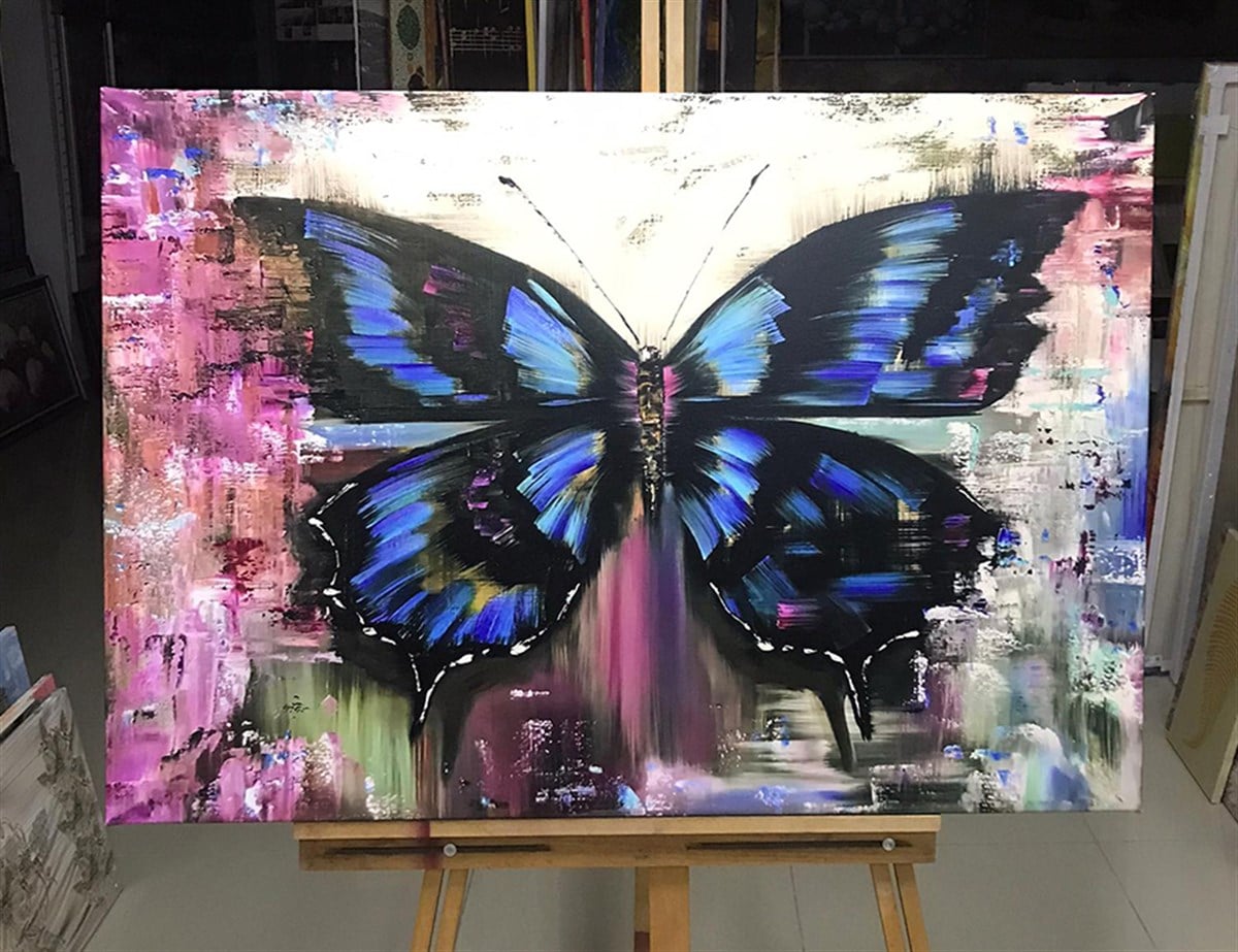 Mavi Kanatlı Kanvas Kelebek Tablosu Mavi Kanatlı Kanvas Kelebek Tablosu | Hayvan Tabloları Kanvas Hayvan Tabloları KARAHAN ÇERÇEVE ve KANVAS TABLO