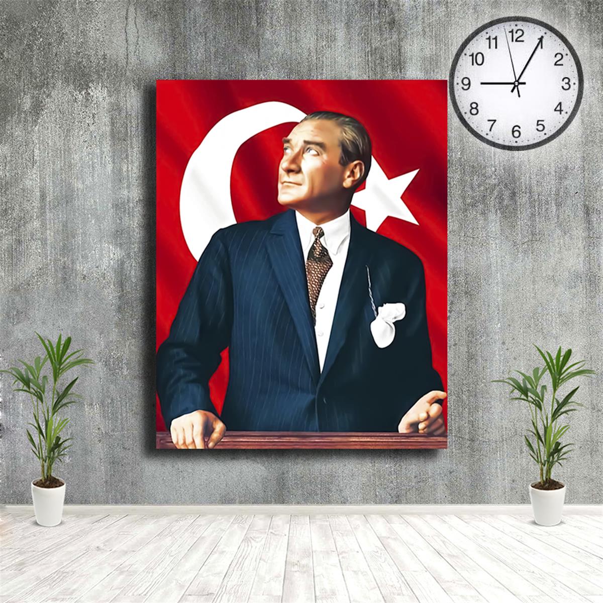 Mustafa Kemal Atatürk ve Türk Bayraklı Kanvas TabloMustafa Kemal Atatürk ve Türk Bayraklı Kanvas TabloKanvas Atatürk Tabloları
