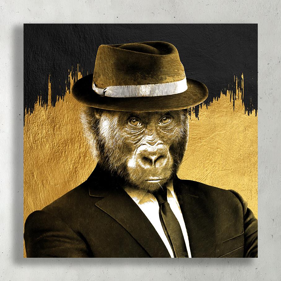 Şapkalı Takım Elbiseli Maymun Kanvas TabloŞapkalı Takım Elbiseli Maymun Kanvas TabloKanvas Hayvan Tabloları