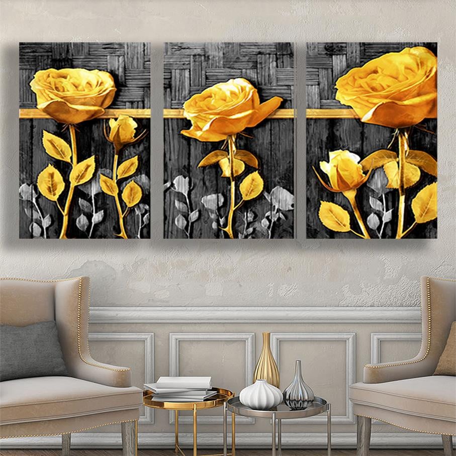 Sarı Güller Üçlü Kanvas Tablo SetiSarı Güller Üçlü Kanvas Tablo Seti3 lü Kanvas Tablo