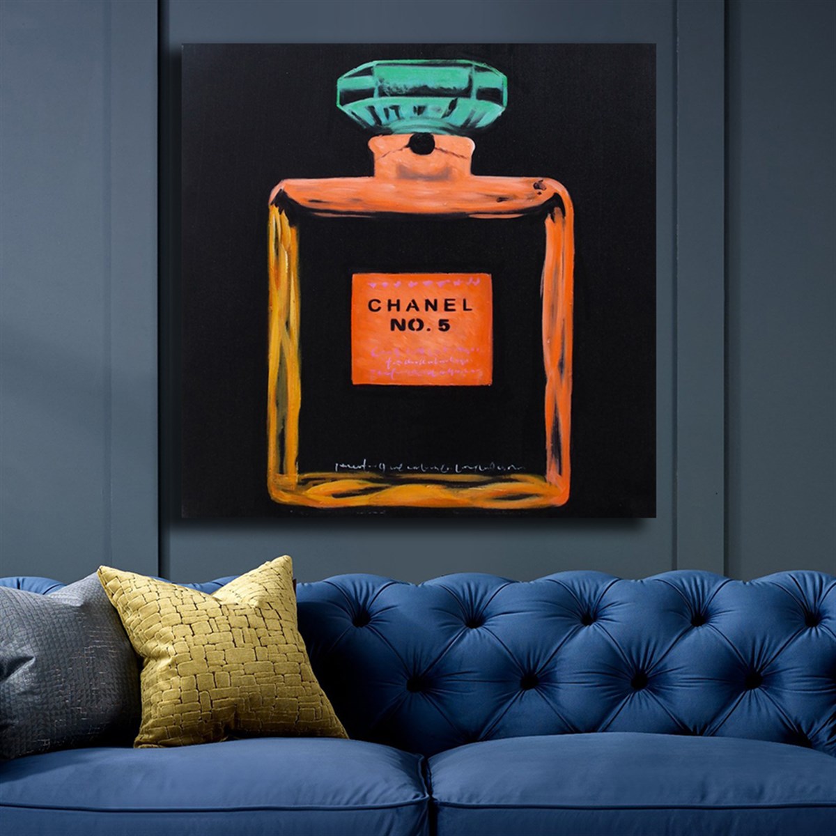 Soyut Kanvas Tablo Modelleri | Modern Canvas Tablo SetleriModern Kanvas Tablo Parfüm Şişesi TuruncuKare Soyut Tablolar