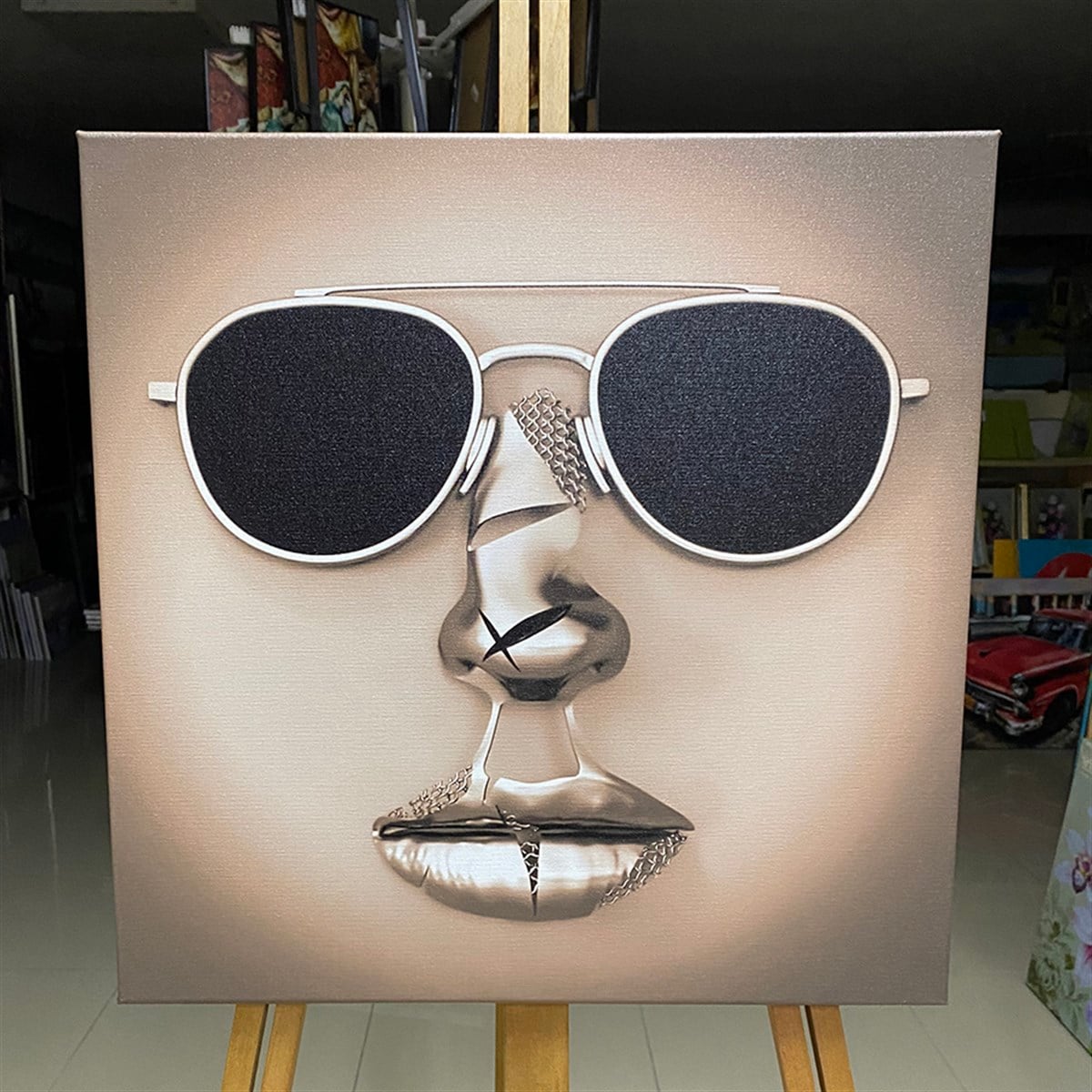 Soyut Kanvas Tablo Modelleri | Modern Canvas Tablo SetleriKanvas Tablo Kare Sepya Gözlüklü AdamKare Soyut Tablolar