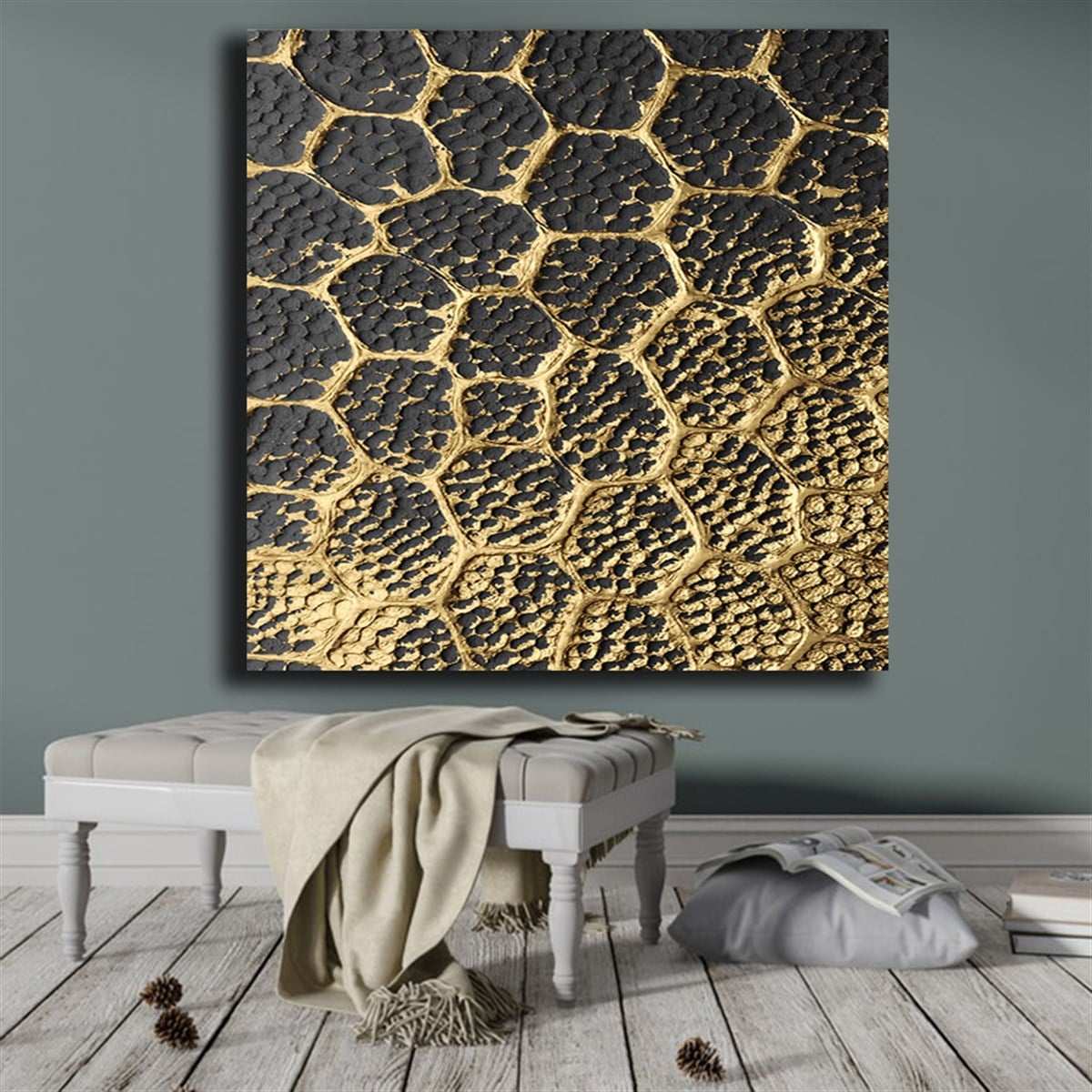 Soyut Kanvas Tablo Modelleri | Modern Canvas Tablo SetleriSoyut Kanvas Tablo Soyut Modern Siyah Altın PetekKare Soyut Tablolar