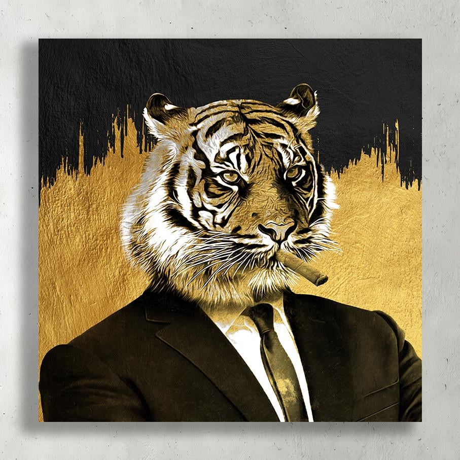 Takım Elbiseli Kaplan Kanvas TabloTakım Elbiseli Kaplan Kanvas TabloKanvas Hayvan Tabloları