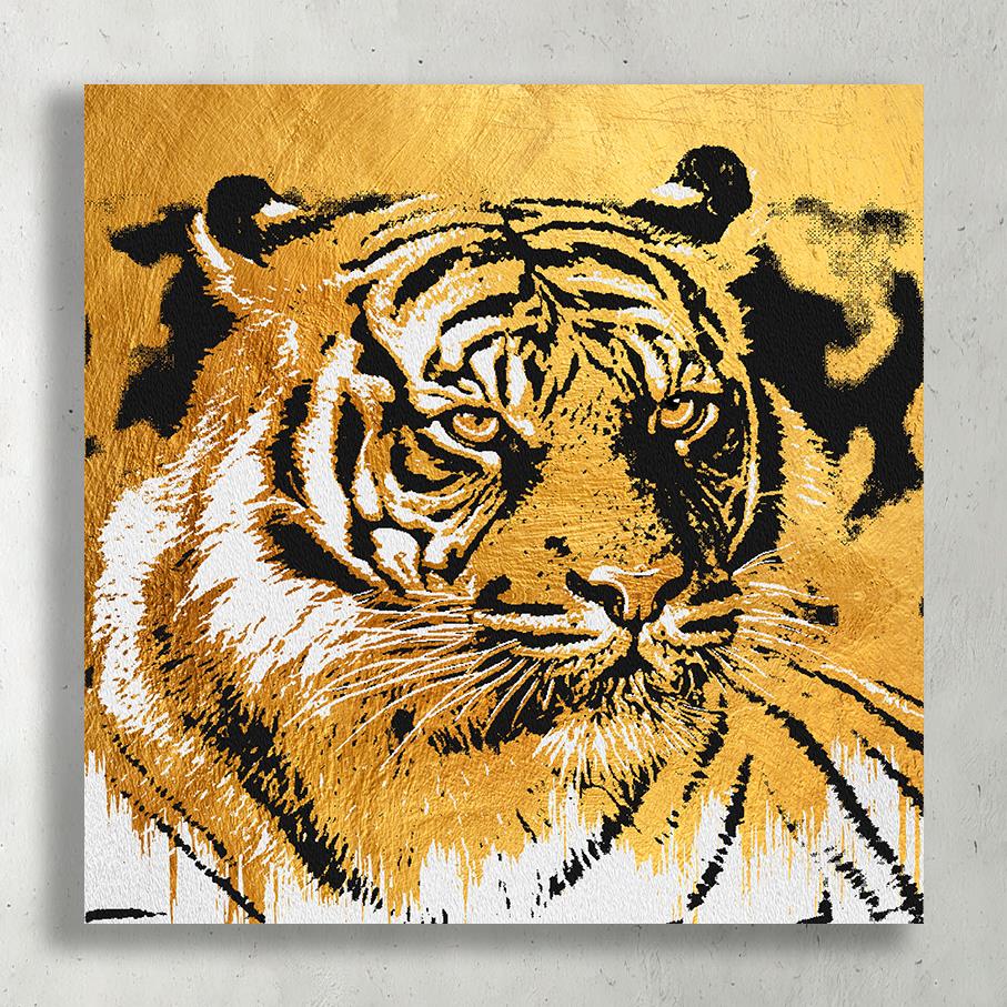 Varak Görünümlü Modern Kaplan Kanvas TabloVarak Görünümlü Modern Kaplan Kanvas TabloKanvas Hayvan Tabloları