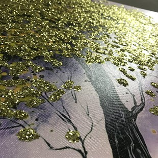 Altın Sim İşlemeli Kanvas Ağaç Tablosu