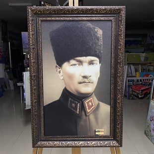 Kahve Çerçeveli ATATÜRK Kanvas Tablo | Kalpaklı ATATÜRK Kahve Çerçeveli ATATÜRK Kanvas TabloKanvas ATATÜRK Tabloları