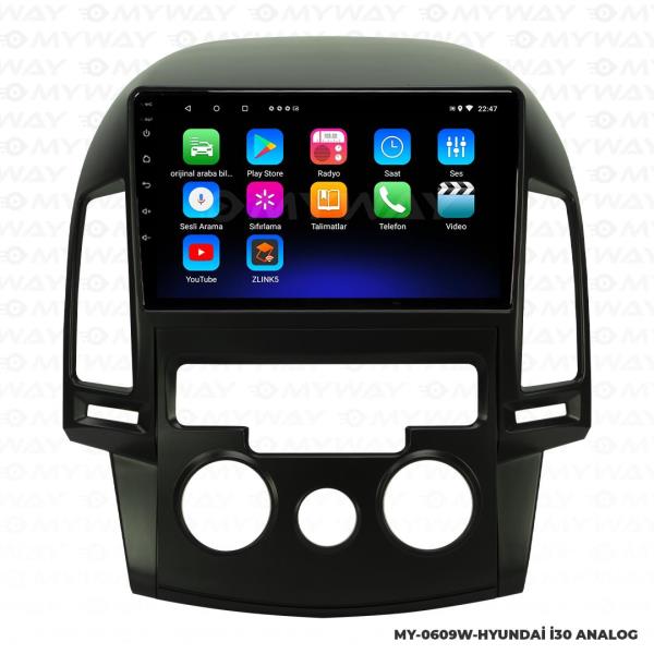 Audio StationHyundai i30 Manuel Klima 9 inç Android Navigasyon ve Multimedya Sistemi 2008-2011