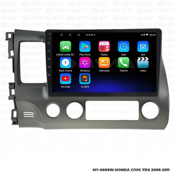 Audio StationHonda Civic Fd6 10.1 inç Android Navigasyon ve Multimedya Sistemi 2007-2011