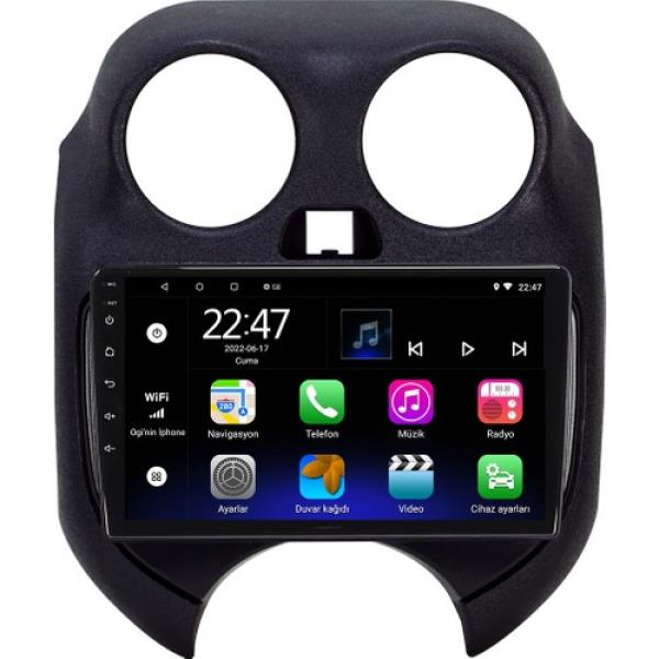 Audio StationNissan Micra 9 inç Android Navigasyon ve Multimedya Sistemi Siyah Çerçeve 2011-2013