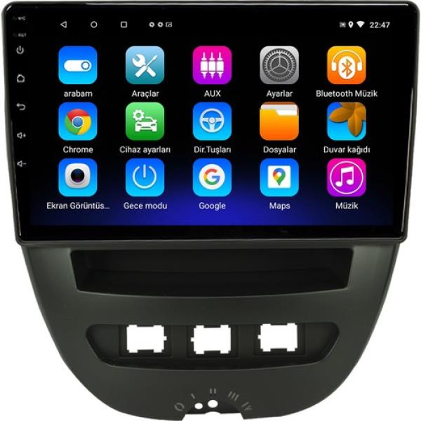 Audio StationPeugeot 107 9 inç Android Navigasyon ve Multimedya Sistemi 2007-2013