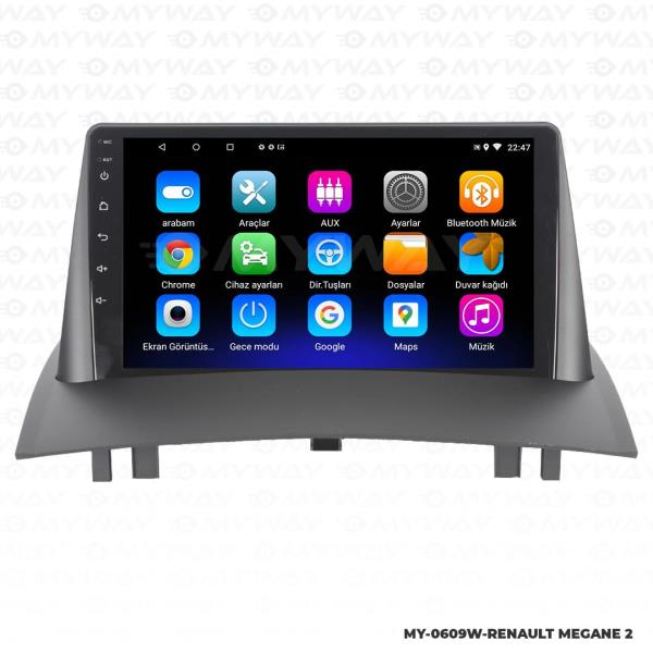Audio StationRenault Megane 2 9 inç Android Navigasyon ve Multimedya Sistemi 2004-2010