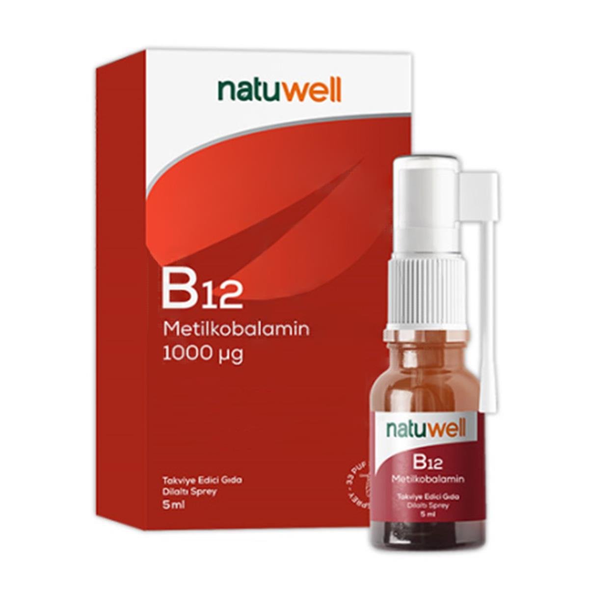 Natuwell Vitamin B12 Metilkobalamin 1000 µg Sprey 5 ml