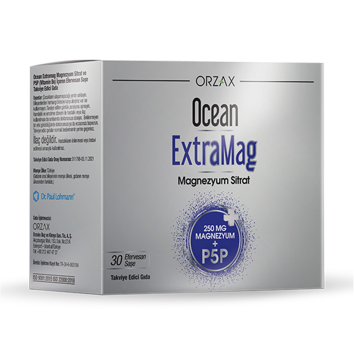 Orzax Ocean Extramag 250 Magnezyum Sitrat + P5P 30 Saşe | Vitamin Dolabı