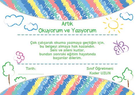 Artık Okuyorum ve Yazıyorum Belgesi OYB 4