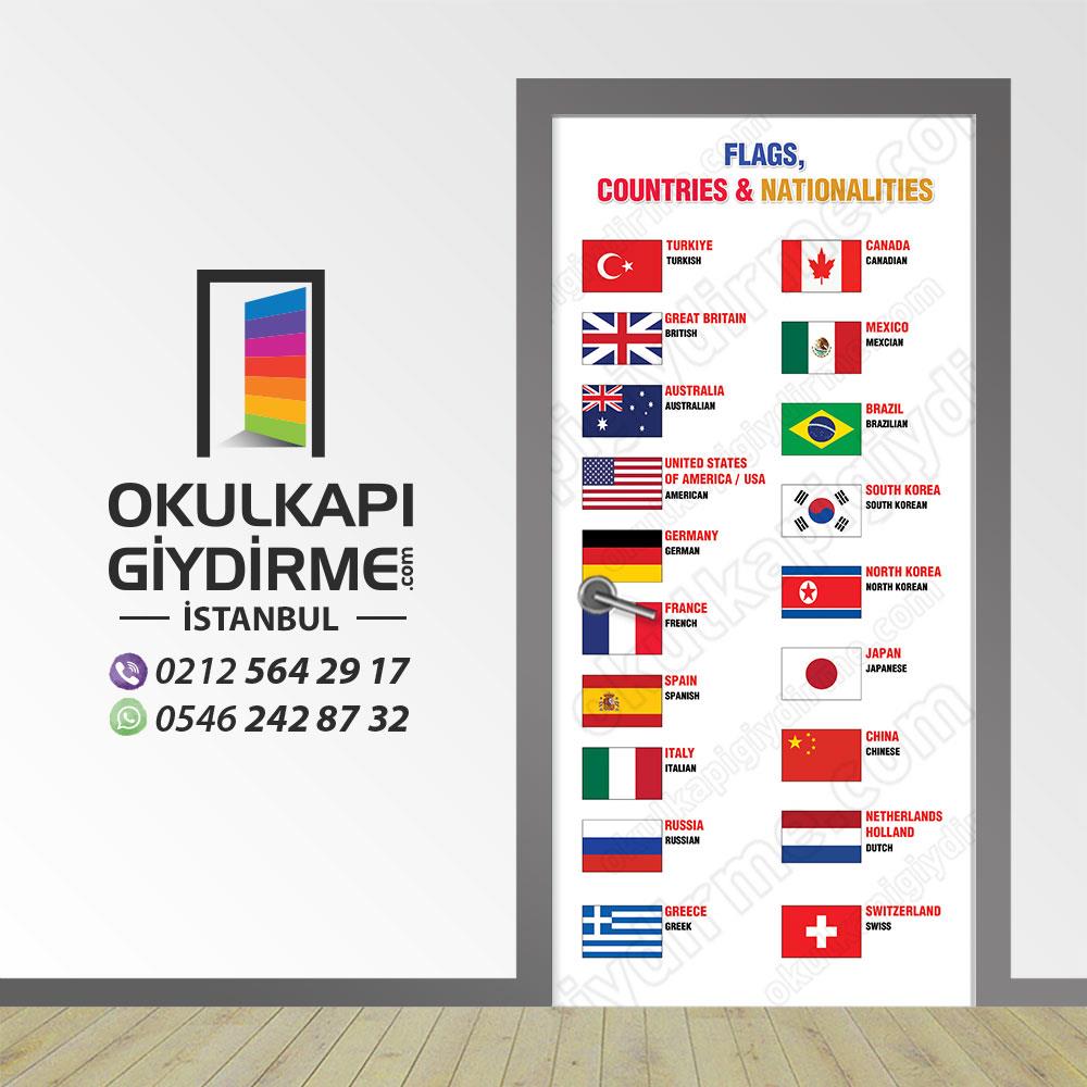 Kapı Giydirme İngilizce Ülkeler ve Bayrakları KG İN 65