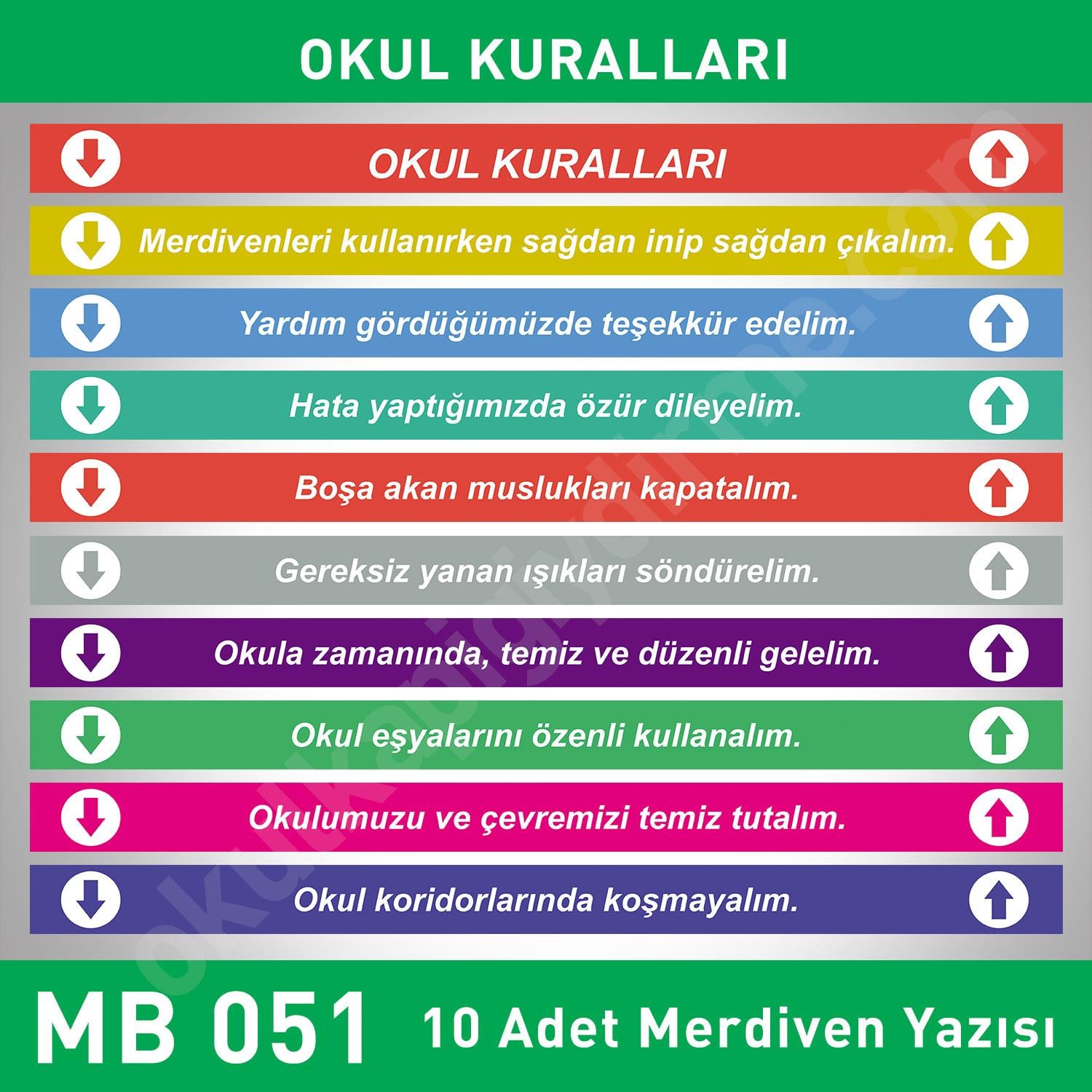 Merdiven Basamakları Okul Kuralları MB 051