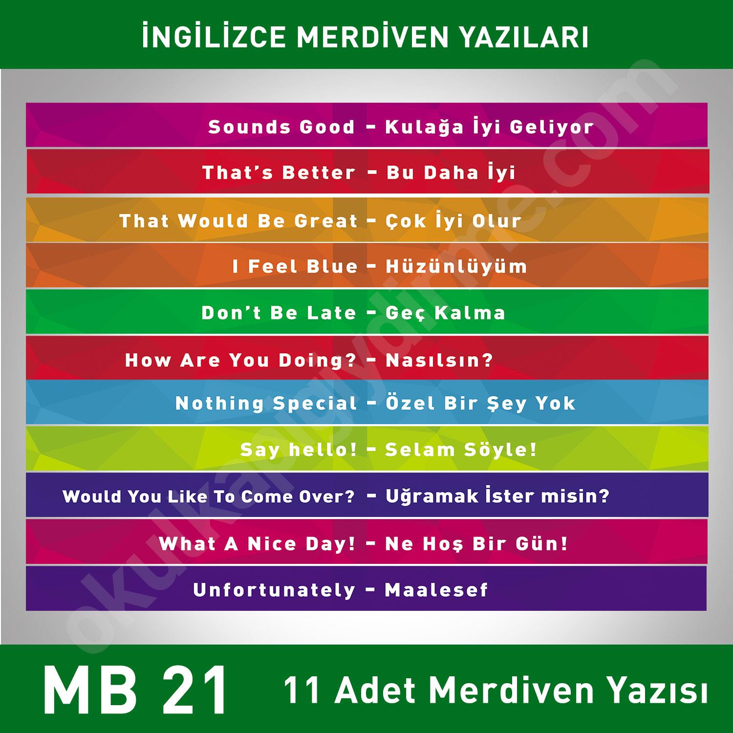 Merdiven Yazıları İngilizce Türkçe MB 021
