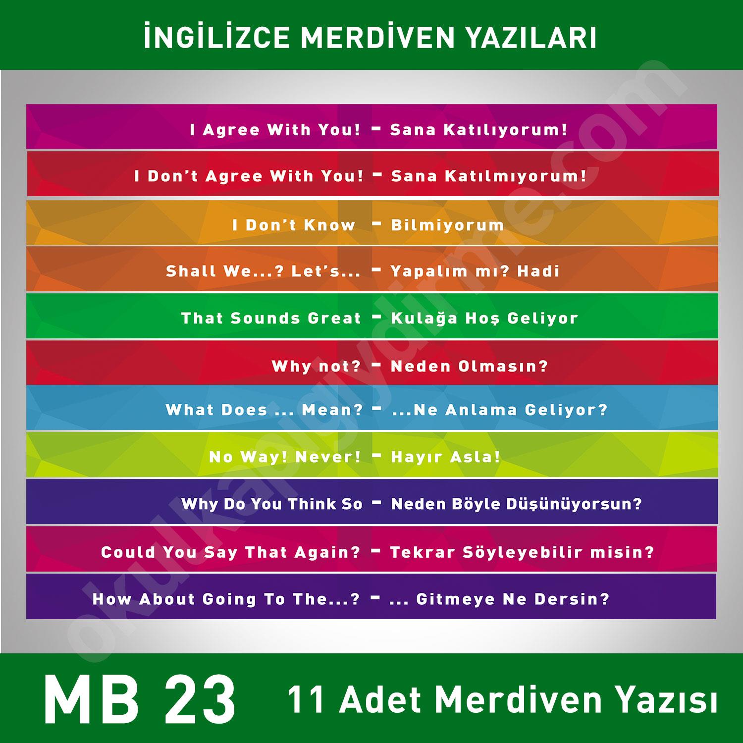Merdiven Yazıları İngilizce Türkçe MB 023