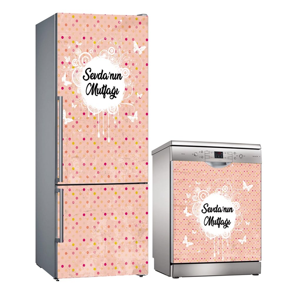 Kişiye Özel Buzdolabı ve Bulaşık Makinesi Folyo Kaplama Stickerı 
