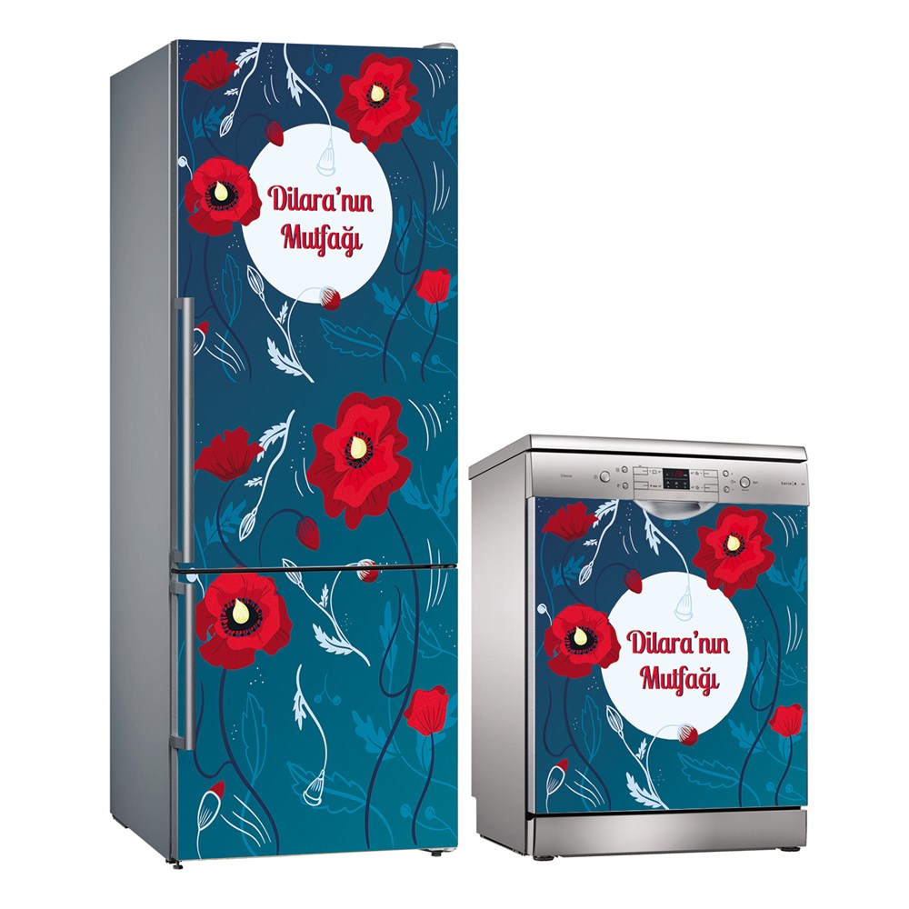 Kişiye Özel Buzdolabı ve Bulaşık Makinesi Folyo Kaplama Stickerı 