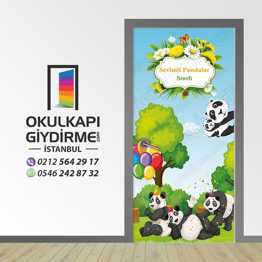 Anasınıfı Sevimli Pandalar Sınıfı Kapı Giydirme 213