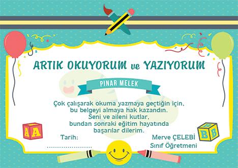 Artık Okuyorum ve Yazıyorum Belgesi OYB 2
