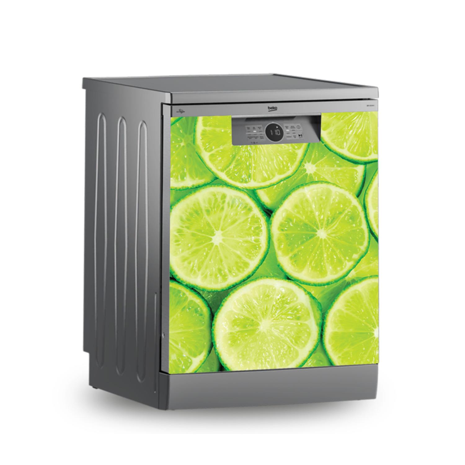 Buzdolabı ve Bulaşık Makinesi Kaplama Folyo Sticker Limon Dilimi Arka Planlı 36