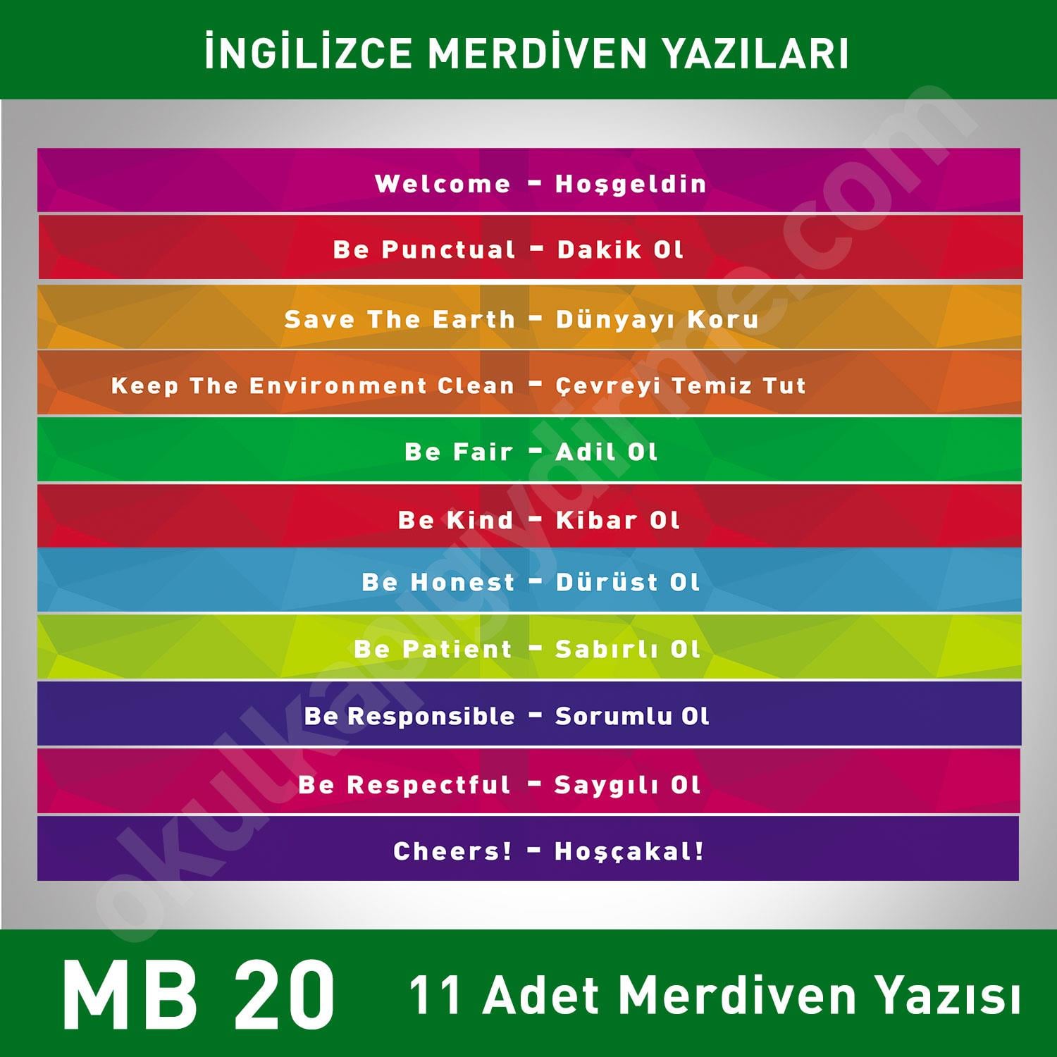 Merdiven Basamakları İngilizce Türkçe MB 020