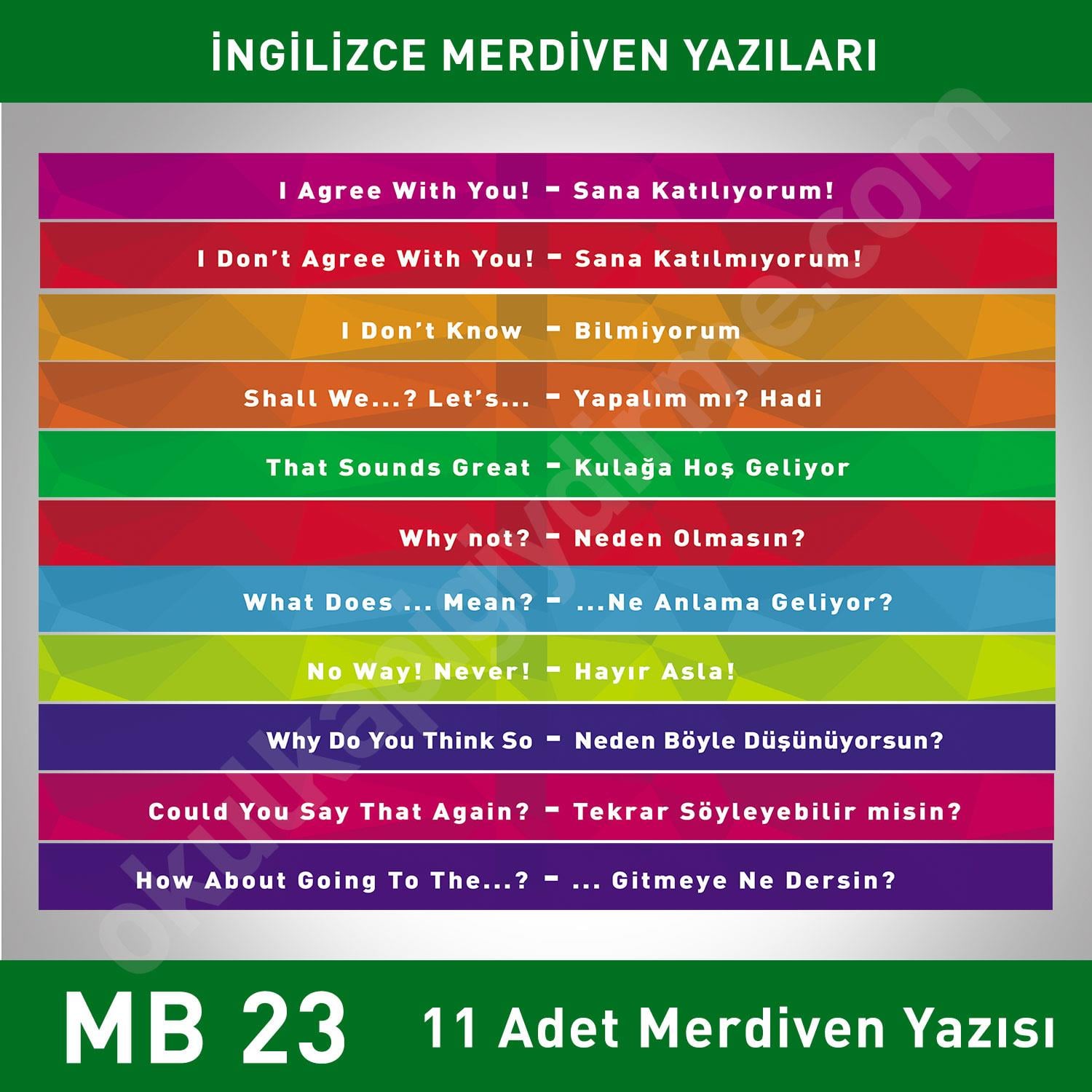Merdiven Yazıları İngilizce Türkçe MB 023