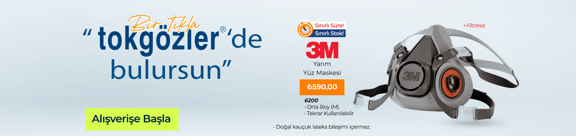 B1000417 - 18.12.2024 - 3M 6200 Orta Boy Yarım Yüz Maskesi