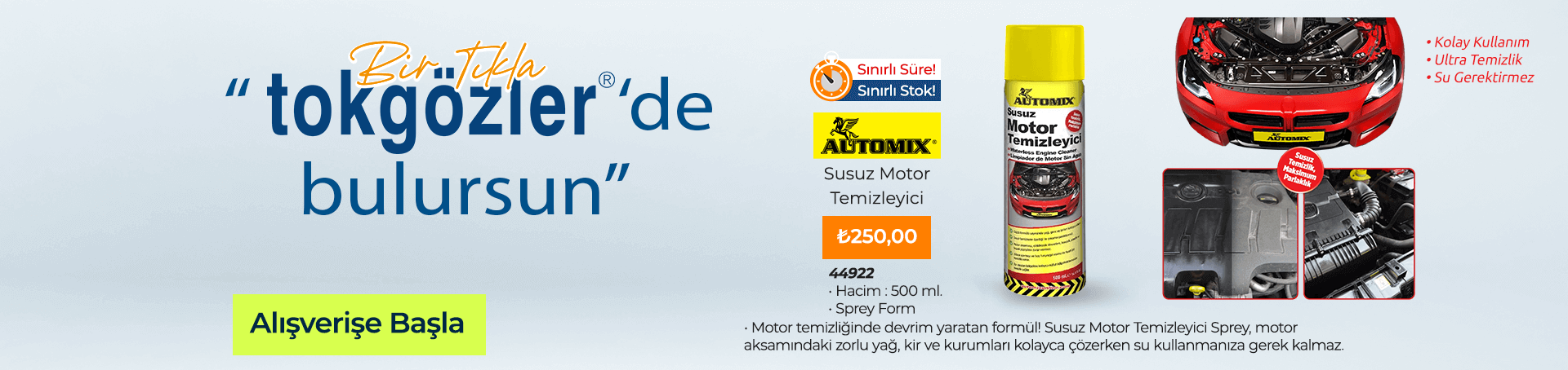 B1000469 - 18.06.2025 - Automix 44922 Susuz Motor Temizleyici 500 ml